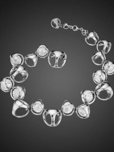 Icon Bracelet with Rock Crystal in Sterling Silver (B056-S1-RKC)